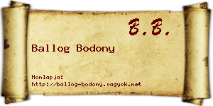 Ballog Bodony névjegykártya
